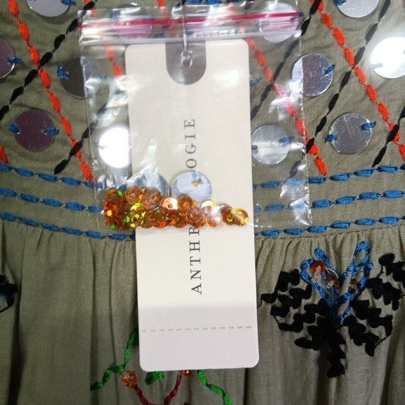 ANTHROPOLOGIE Moulinette Soeurs Lia Tank Top Green Boho Embroidered Size S NWT - Picture 8 of 14